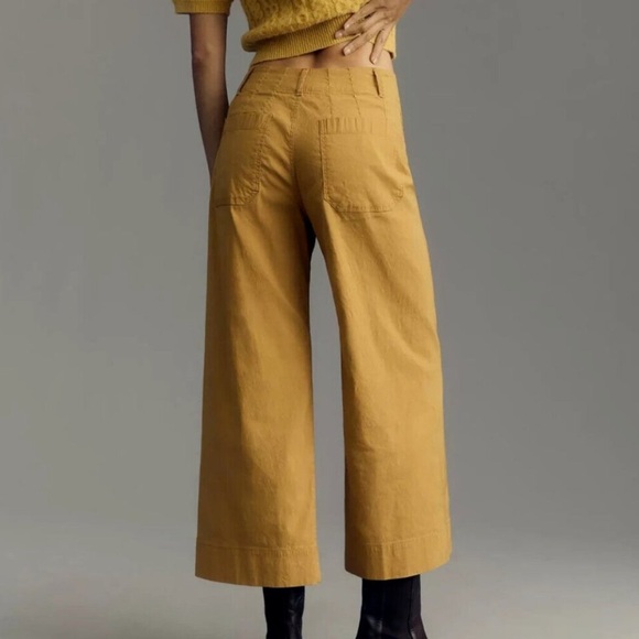 Maeve Pants - Anthropologie Colette by Maeve Cropped Wide-Leg Cotton Blend Pant- Size 32